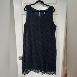Alfani Woman Black Sleeveless Floral Lace Dress in Size 3X